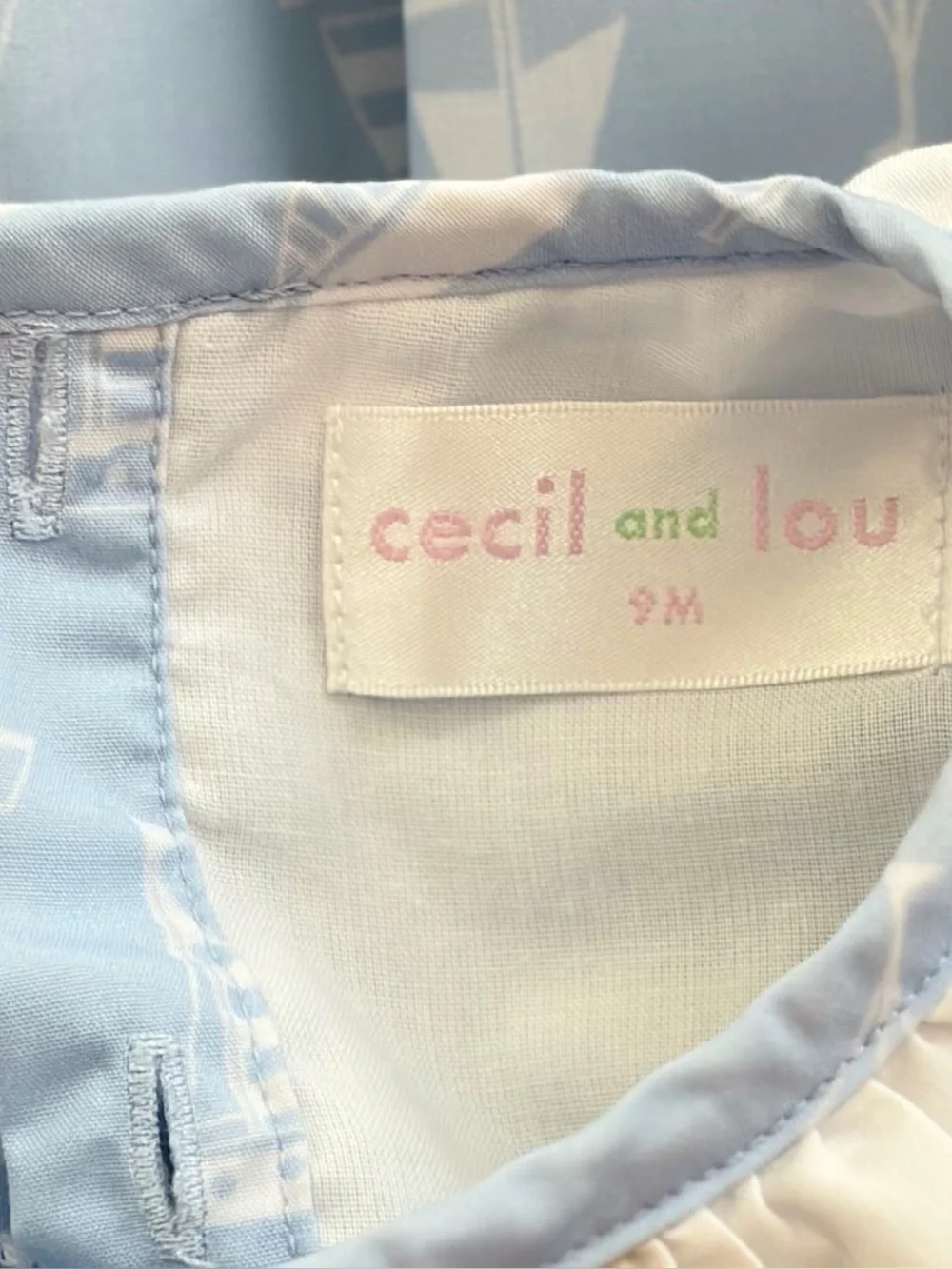 EUC Cecil & Lou Light Blue Sailboat Bubble Romper Size 9 Months
